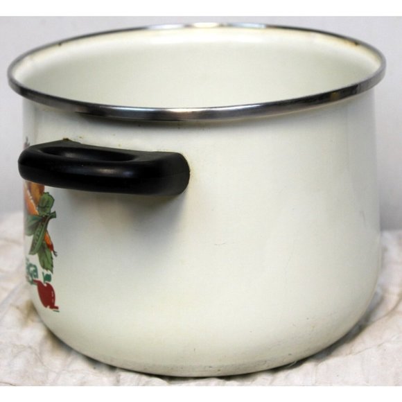 VTG 80s Sidral Aga Stock Pot Vegetable Print Design Retro Kitchen No Lid - Picture 3 of 10